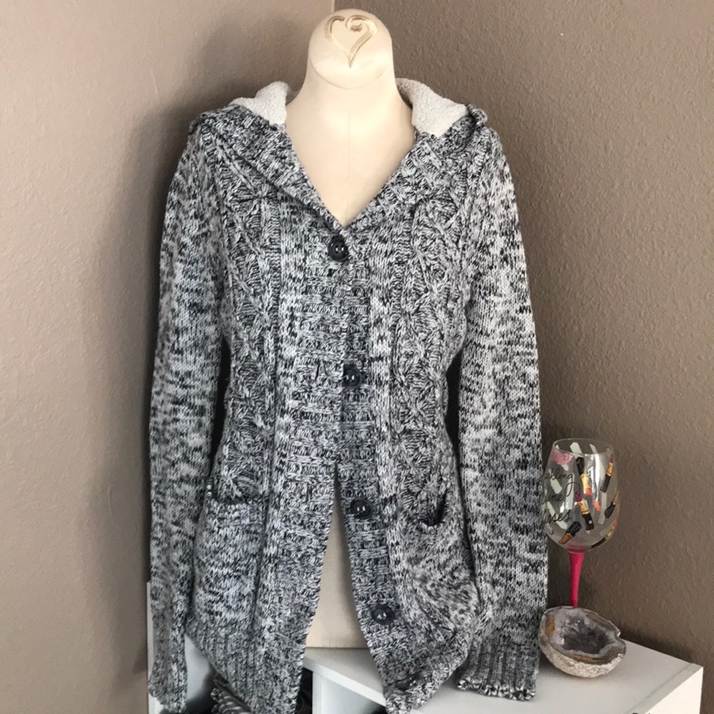 Cozy sweater with fuzzy lined hood